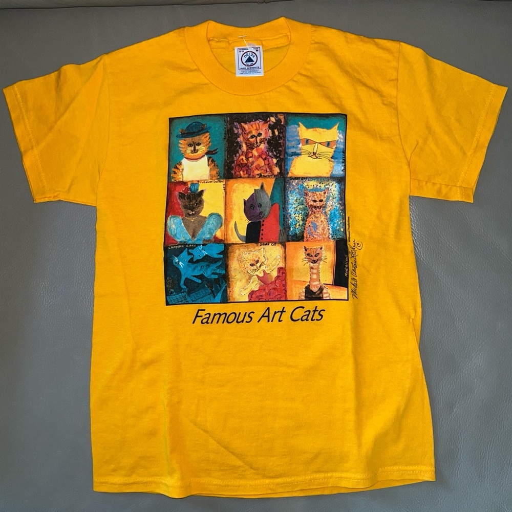 New Youth FAMOUS ART CATS MODIGLIANI YELLOW TSHIRT M/10-12 Wildwood Productions
